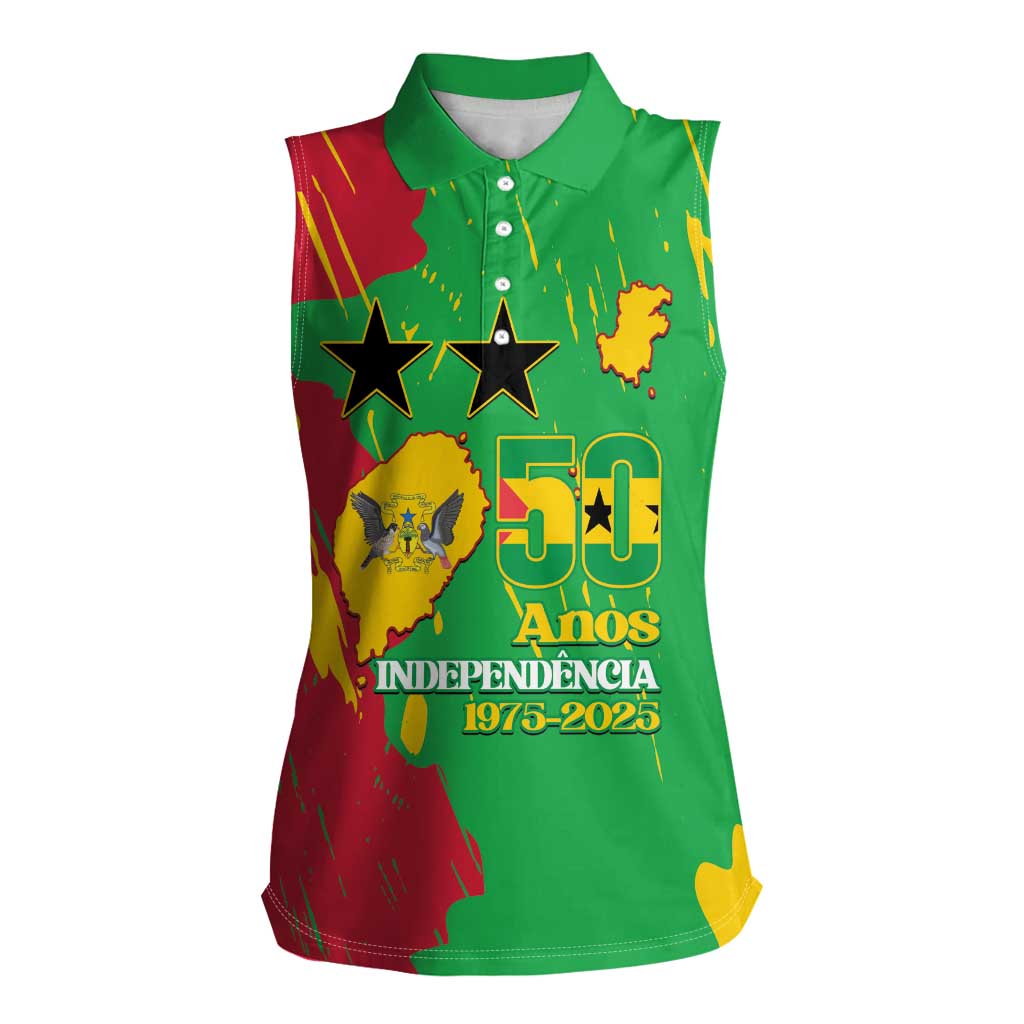Sao Tome and Principe Independence Day Women Sleeveless Polo Shirt 50 Anos Independencia