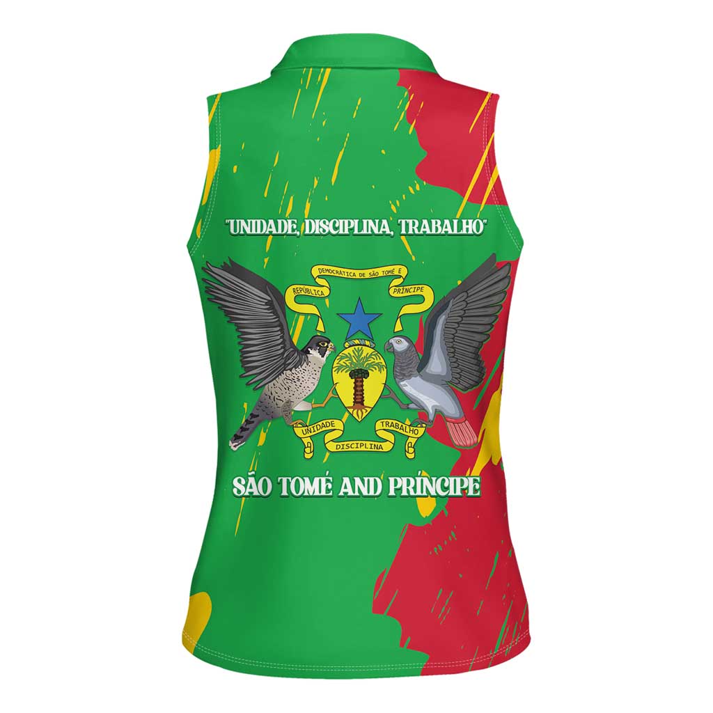 Sao Tome and Principe Independence Day Women Sleeveless Polo Shirt 50 Anos Independencia