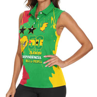 Sao Tome and Principe Independence Day Women Sleeveless Polo Shirt 50 Anos Independencia