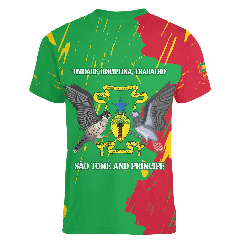 Sao Tome and Principe Independence Day Women V-Neck T-Shirt 50 Anos Independencia