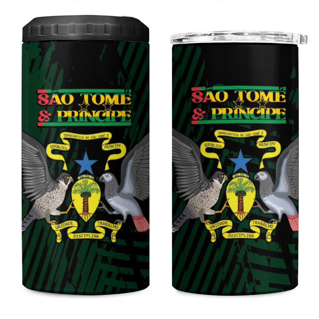 Sao Tome and Principe 4 in 1 Can Cooler Tumbler Coat Of Arms Style