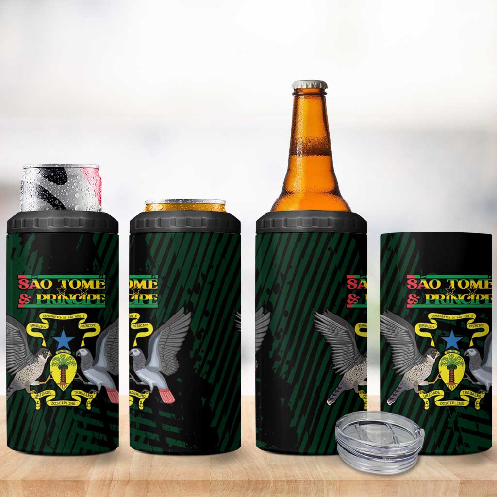 Sao Tome and Principe 4 in 1 Can Cooler Tumbler Coat Of Arms Style