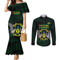 Sao Tome and Principe Couples Matching Mermaid Dress and Long Sleeve Button Shirt Coat Of Arms Style