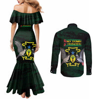 Sao Tome and Principe Couples Matching Mermaid Dress and Long Sleeve Button Shirt Coat Of Arms Style