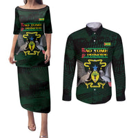 Sao Tome and Principe Couples Matching Puletasi and Long Sleeve Button Shirt Coat Of Arms Style