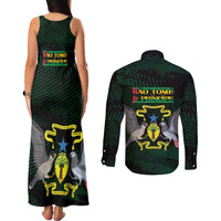 Sao Tome and Principe Couples Matching Tank Maxi Dress and Long Sleeve Button Shirt Coat Of Arms Style