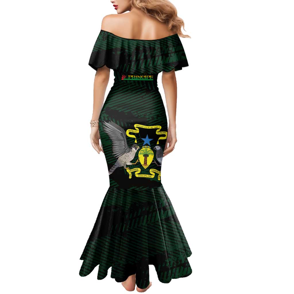 Sao Tome and Principe Family Matching Mermaid Dress and Hawaiian Shirt Coat Of Arms Style