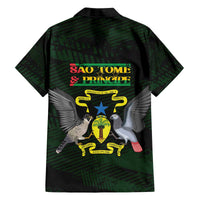 Sao Tome and Principe Family Matching Off The Shoulder Long Sleeve Dress and Hawaiian Shirt Coat Of Arms Style