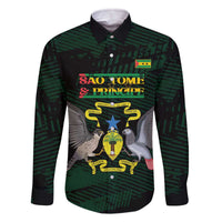 Sao Tome and Principe Family Matching Off The Shoulder Long Sleeve Dress and Hawaiian Shirt Coat Of Arms Style