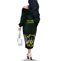 Sao Tome and Principe Family Matching Off The Shoulder Long Sleeve Dress and Hawaiian Shirt Coat Of Arms Style