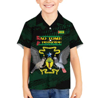 Sao Tome and Principe Family Matching Off The Shoulder Long Sleeve Dress and Hawaiian Shirt Coat Of Arms Style