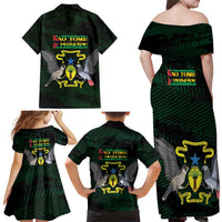 Sao Tome and Principe Family Matching Off Shoulder Maxi Dress and Hawaiian Shirt Coat Of Arms Style
