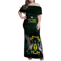 Sao Tome and Principe Family Matching Off Shoulder Maxi Dress and Hawaiian Shirt Coat Of Arms Style