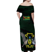 Sao Tome and Principe Family Matching Off Shoulder Maxi Dress and Hawaiian Shirt Coat Of Arms Style