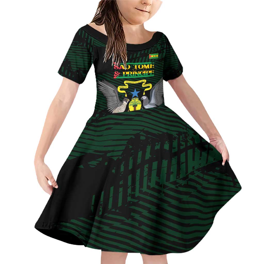 Sao Tome and Principe Family Matching Off Shoulder Short Dress and Hawaiian Shirt Coat Of Arms Style