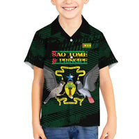 Sao Tome and Principe Family Matching Off Shoulder Short Dress and Hawaiian Shirt Coat Of Arms Style