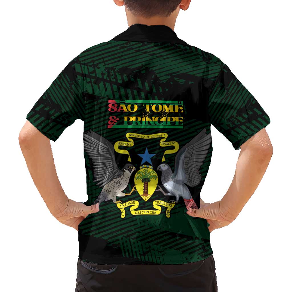 Sao Tome and Principe Family Matching Short Sleeve Bodycon Dress and Hawaiian Shirt Coat Of Arms Style