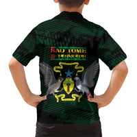 Sao Tome and Principe Family Matching Short Sleeve Bodycon Dress and Hawaiian Shirt Coat Of Arms Style