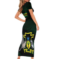 Sao Tome and Principe Family Matching Short Sleeve Bodycon Dress and Hawaiian Shirt Coat Of Arms Style