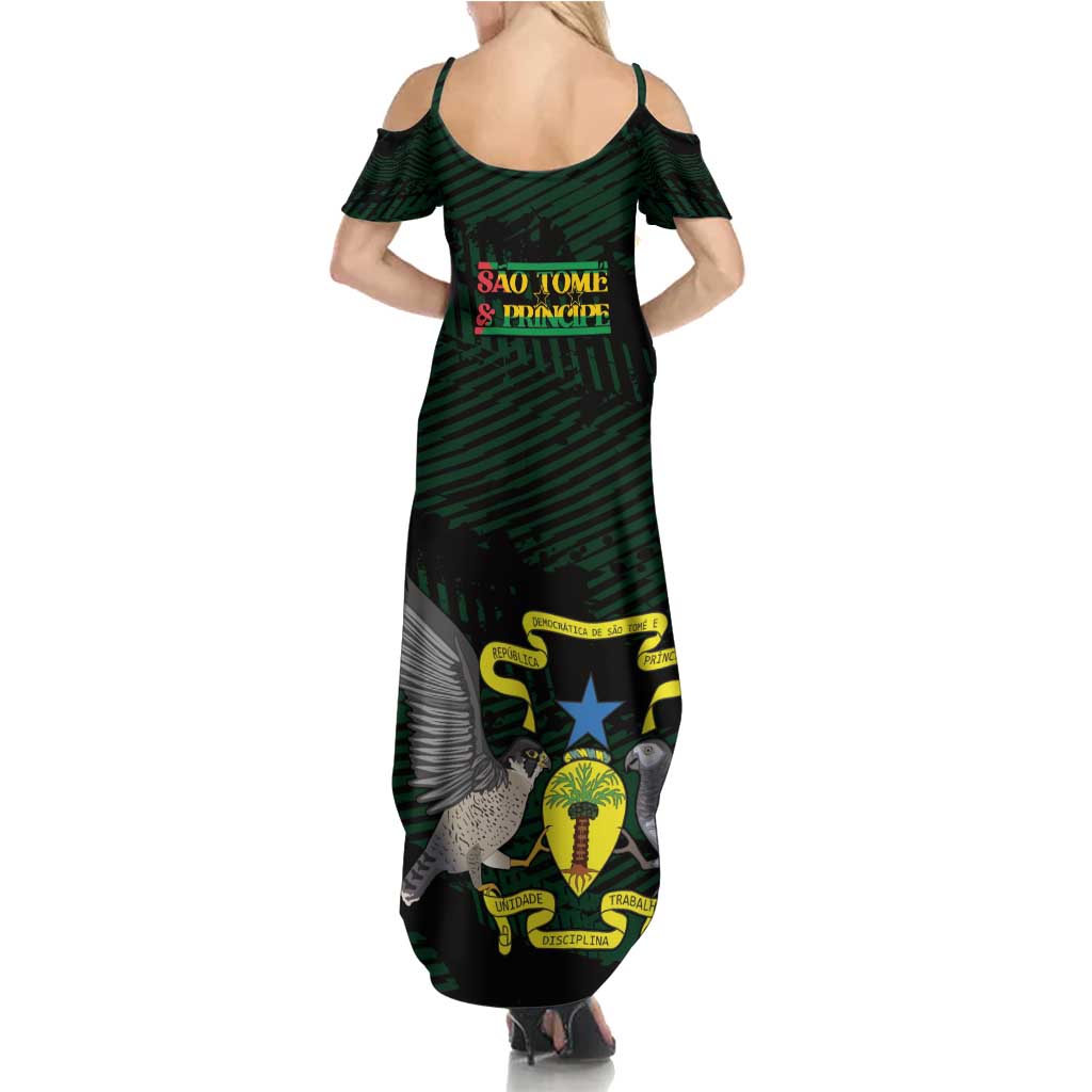 Sao Tome and Principe Family Matching Summer Maxi Dress and Hawaiian Shirt Coat Of Arms Style