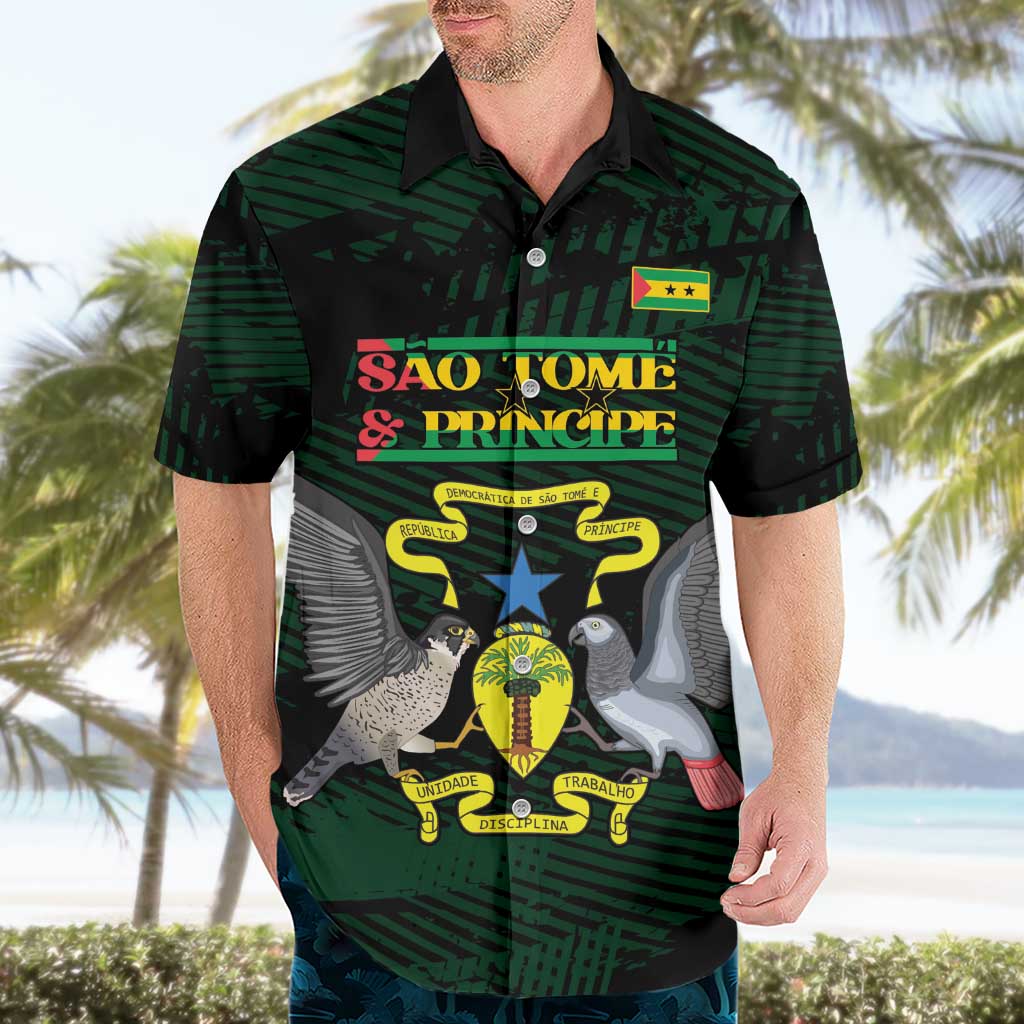 Sao Tome and Principe Hawaiian Shirt Coat Of Arms Style