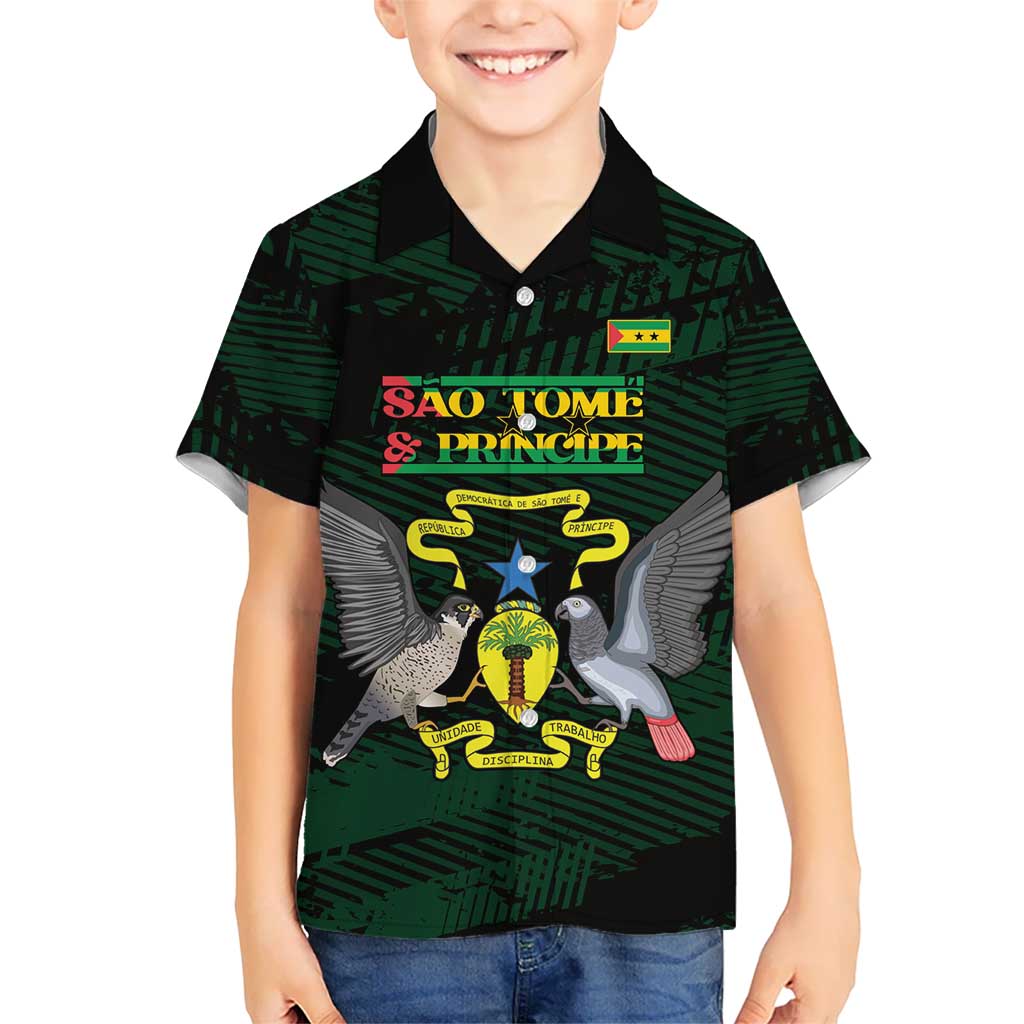 Sao Tome and Principe Kid Hawaiian Shirt Coat Of Arms Style