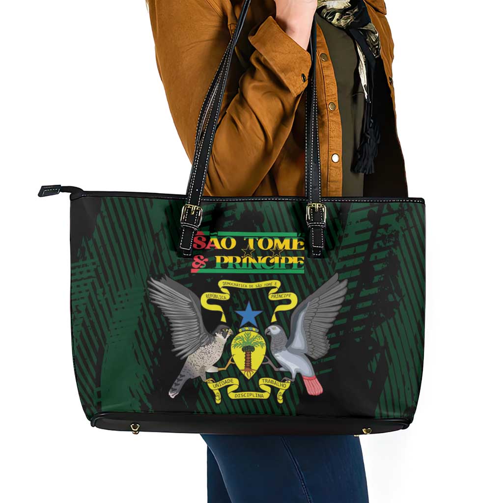 Sao Tome and Principe Leather Tote Bag Coat Of Arms Style