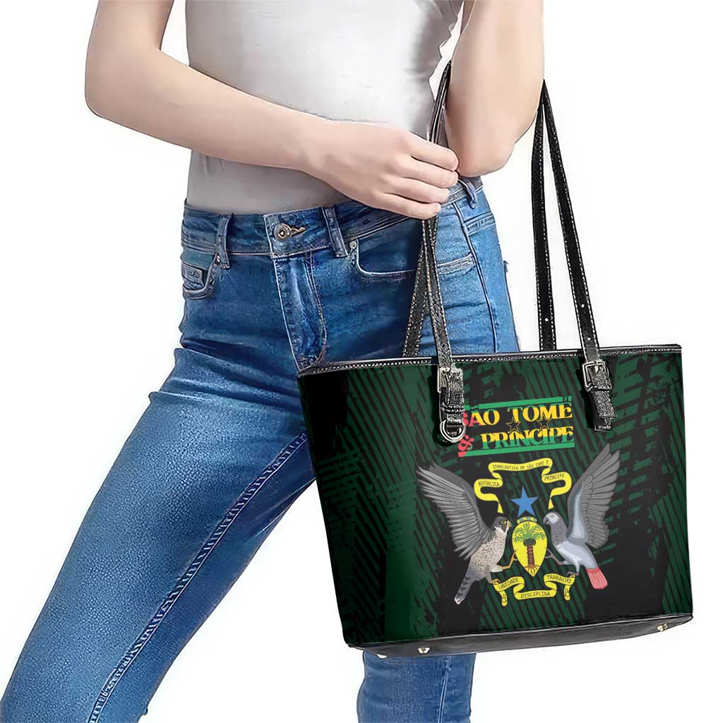 Sao Tome and Principe Leather Tote Bag Coat Of Arms Style