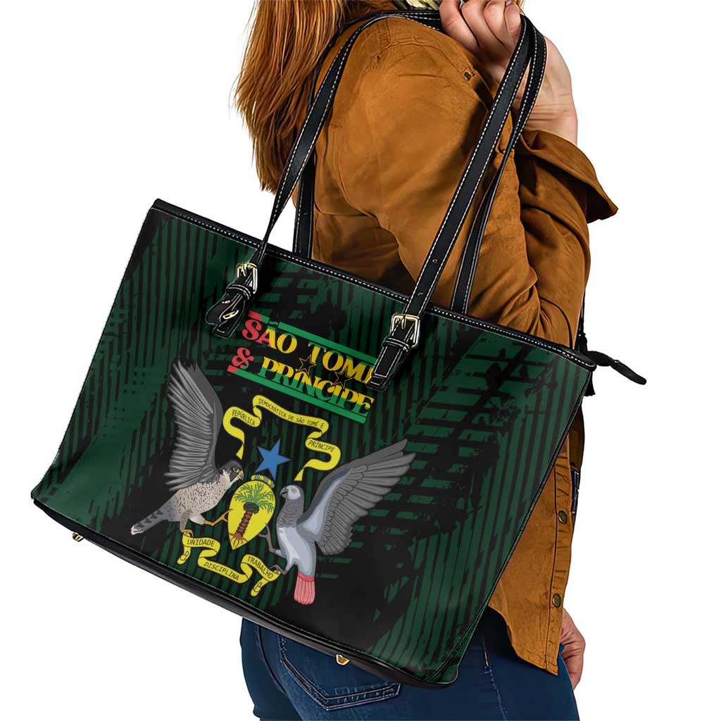 Sao Tome and Principe Leather Tote Bag Coat Of Arms Style