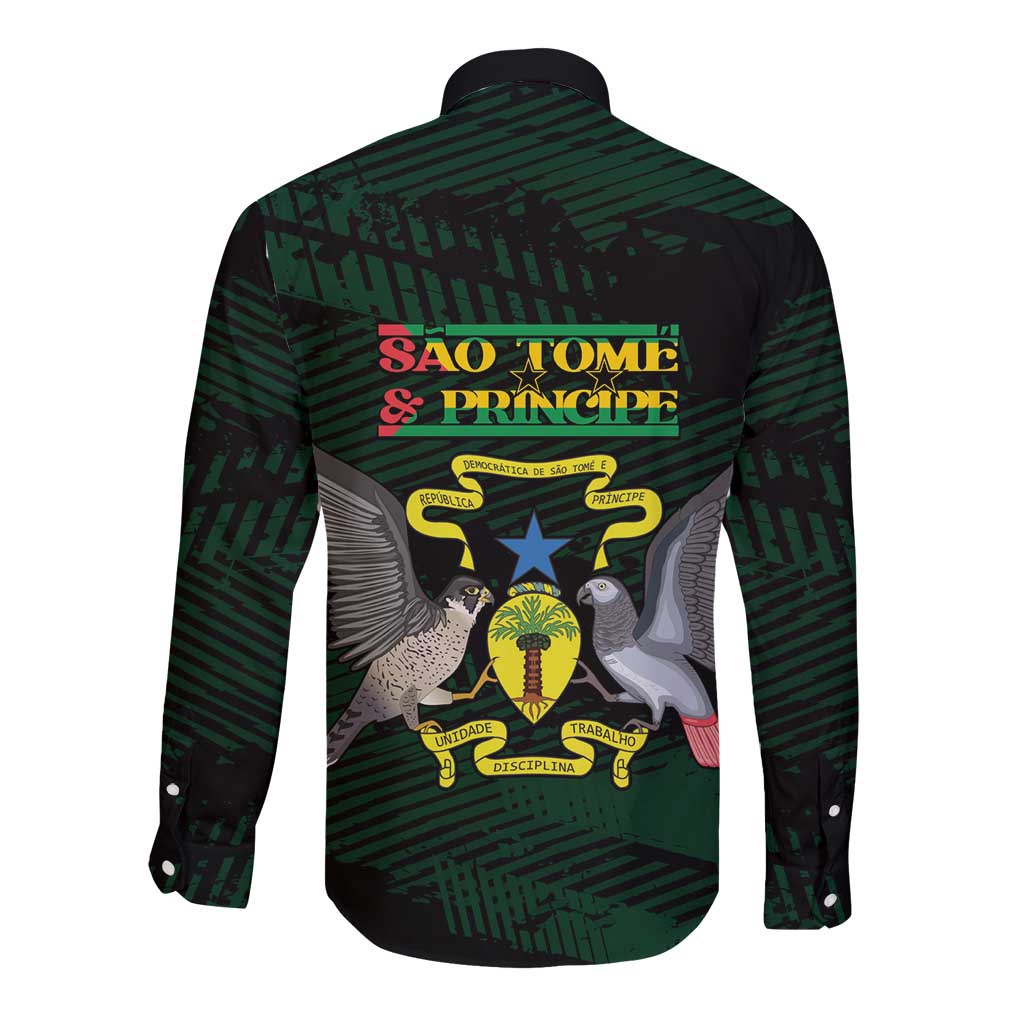 Sao Tome and Principe Long Sleeve Button Shirt Coat Of Arms Style