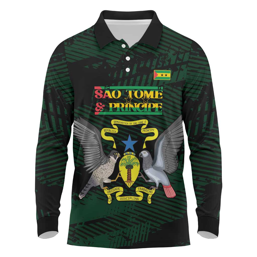 Sao Tome and Principe Long Sleeve Polo Shirt Coat Of Arms Style