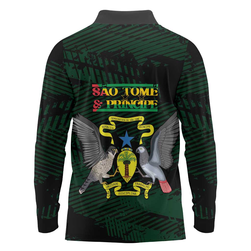 Sao Tome and Principe Long Sleeve Polo Shirt Coat Of Arms Style