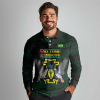 Sao Tome and Principe Long Sleeve Polo Shirt Coat Of Arms Style