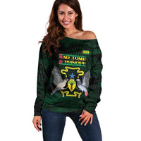 Sao Tome and Principe Off Shoulder Sweater Coat Of Arms Style