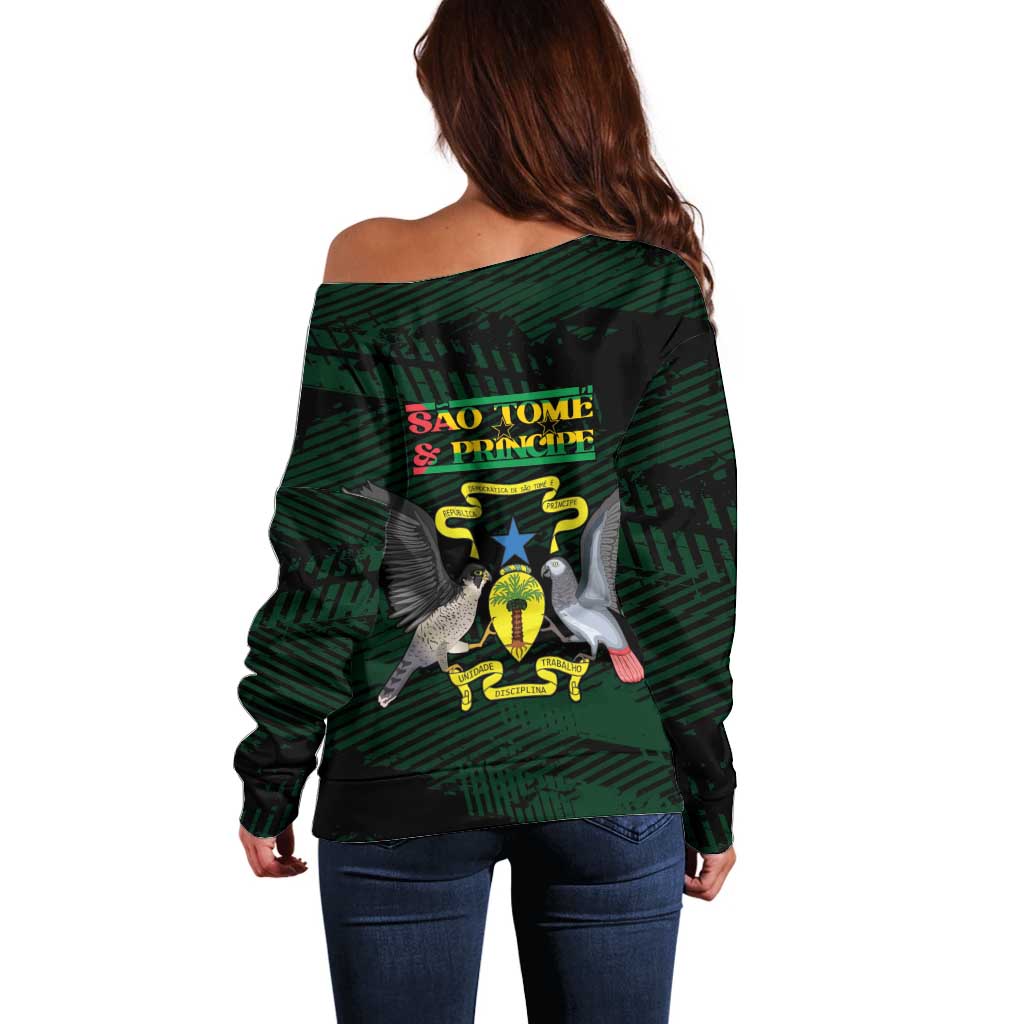 Sao Tome and Principe Off Shoulder Sweater Coat Of Arms Style