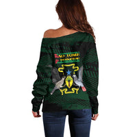 Sao Tome and Principe Off Shoulder Sweater Coat Of Arms Style