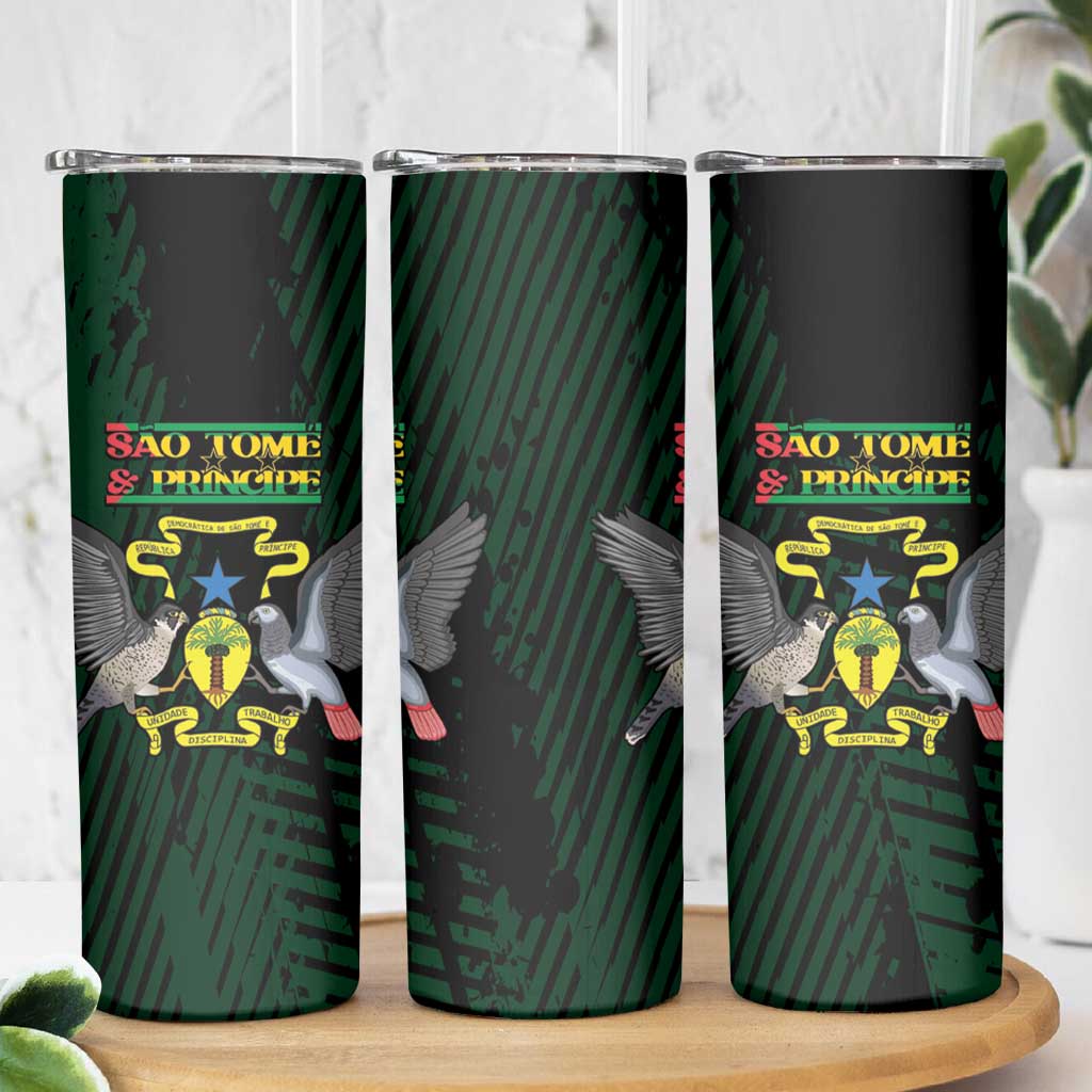 Sao Tome and Principe Skinny Tumbler Coat Of Arms Style