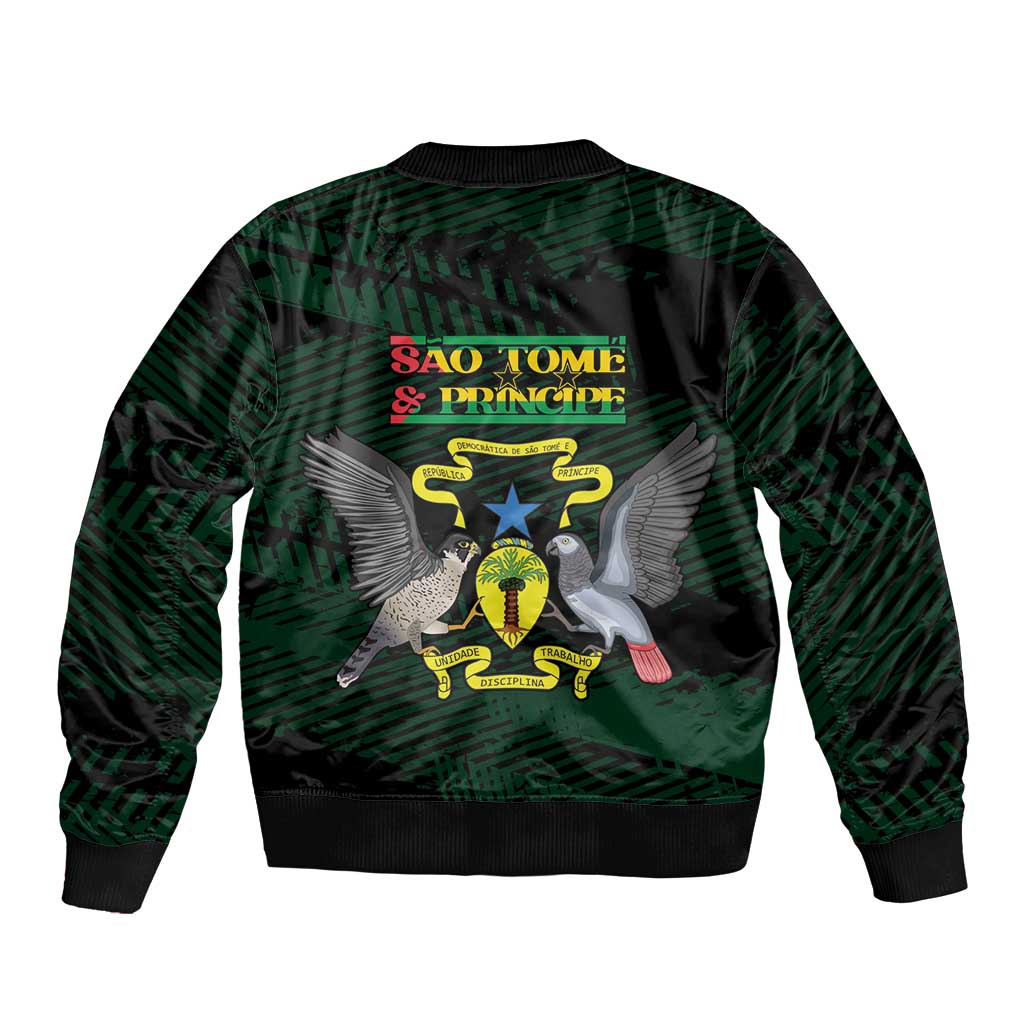 Sao Tome and Principe Sleeve Zip Bomber Jacket Coat Of Arms Style