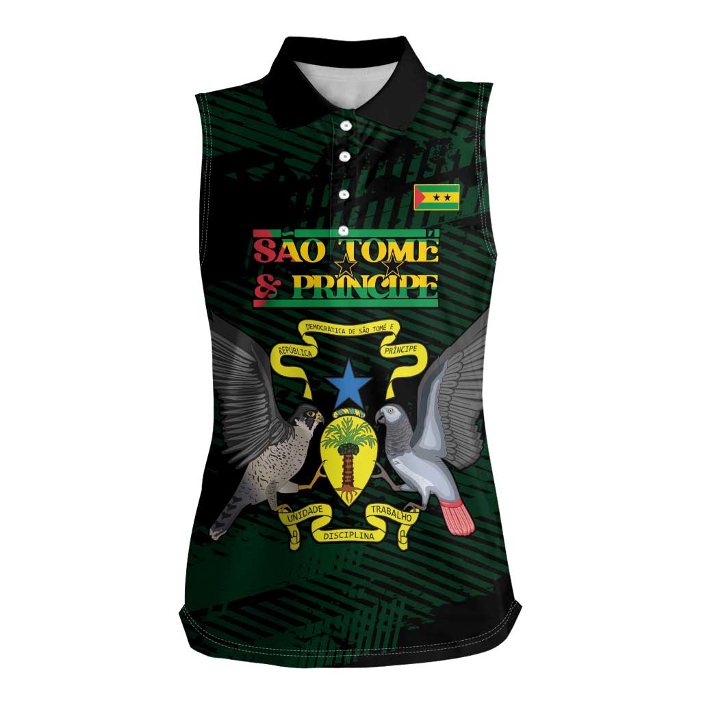 Sao Tome and Principe Women Sleeveless Polo Shirt Coat Of Arms Style