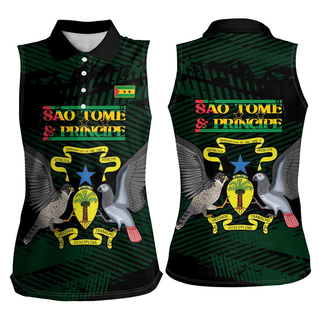 Sao Tome and Principe Women Sleeveless Polo Shirt Coat Of Arms Style