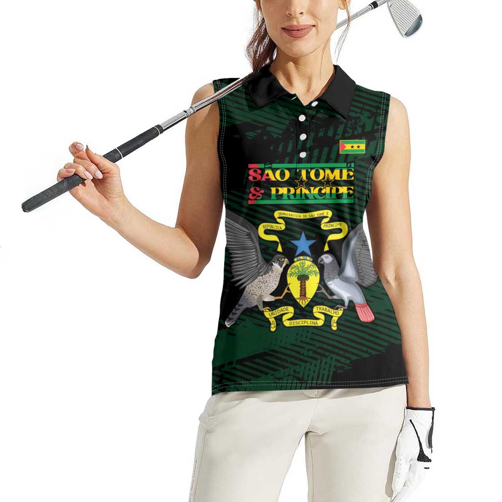 Sao Tome and Principe Women Sleeveless Polo Shirt Coat Of Arms Style
