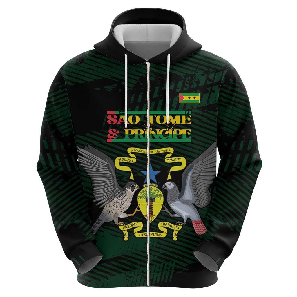 Sao Tome and Principe Zip Hoodie Coat Of Arms Style