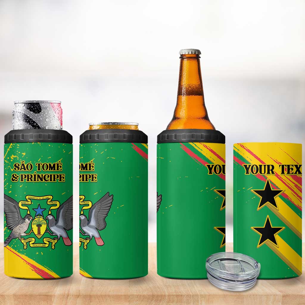 Custom Sao Tome and Principe Football 4 in 1 Can Cooler Tumbler Selecao dos Falcoes e Papagaios