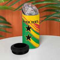 Custom Sao Tome and Principe Football 4 in 1 Can Cooler Tumbler Selecao dos Falcoes e Papagaios