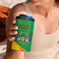 Custom Sao Tome and Principe Football 4 in 1 Can Cooler Tumbler Selecao dos Falcoes e Papagaios