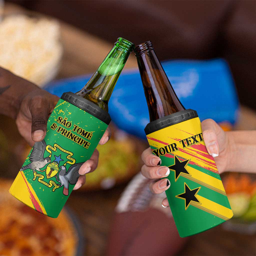 Custom Sao Tome and Principe Football 4 in 1 Can Cooler Tumbler Selecao dos Falcoes e Papagaios