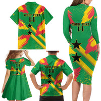 Custom Sao Tome and Principe Football Family Matching Long Sleeve Bodycon Dress and Hawaiian Shirt Selecao dos Falcoes e Papagaios