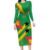 Custom Sao Tome and Principe Football Family Matching Long Sleeve Bodycon Dress and Hawaiian Shirt Selecao dos Falcoes e Papagaios