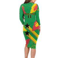 Custom Sao Tome and Principe Football Family Matching Long Sleeve Bodycon Dress and Hawaiian Shirt Selecao dos Falcoes e Papagaios