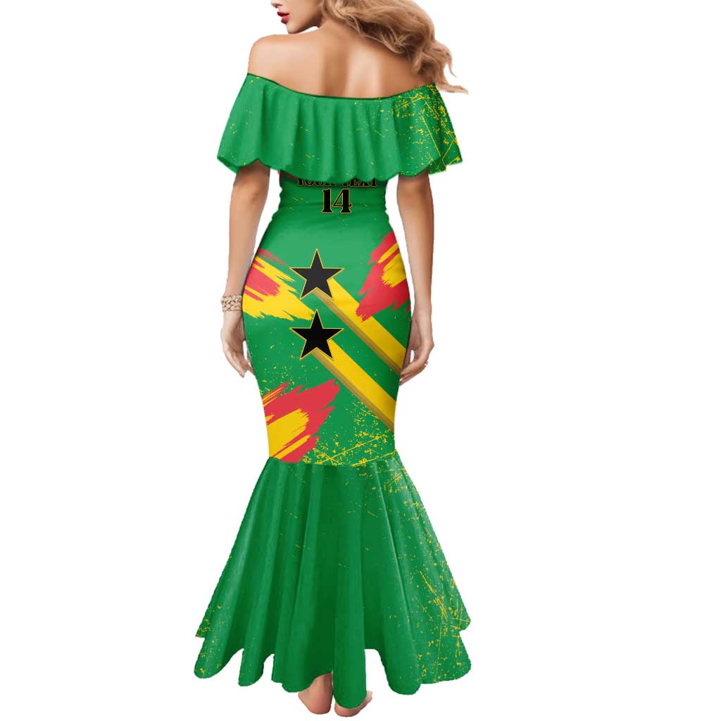 Custom Sao Tome and Principe Football Family Matching Mermaid Dress and Hawaiian Shirt Selecao dos Falcoes e Papagaios